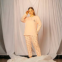 Женская теплая пижама большой размер 64, 4XL c брюками,100 % хлопок-вискоза Турция, ТМ Isilay