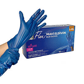 Одноразові рукавички 100 шт Flex,  L/XL, TPE, сині, Reflex