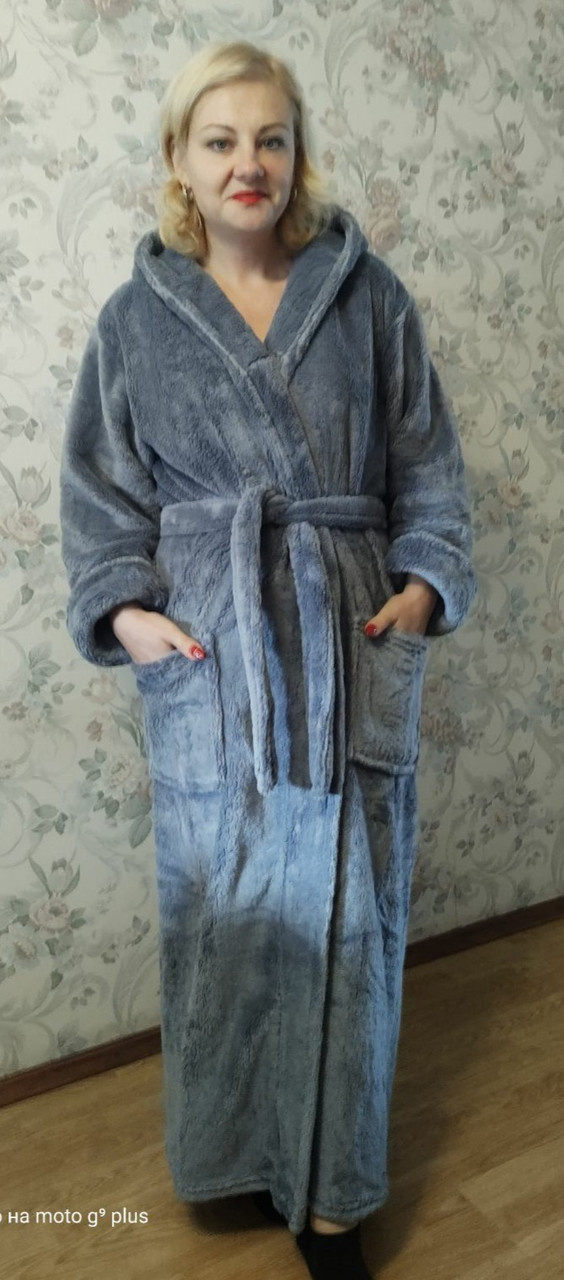 Длинный махровый женский халат на запах с капюшоном 44/46,46/48р , доставка Укрпочта,НП и Жастин - фото 5 - id-p1483312723