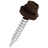 Саморіз (шуруп) покрівельний по дереву з гумовою шайбою EPDM 4,80х35 мм, RAL 8019, фото 2