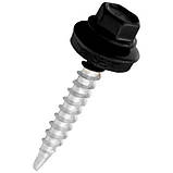 Саморіз (шуруп) покрівельний по дереву з гумовою шайбою EPDM 4,80х35 мм, RAL 9005, фото 2