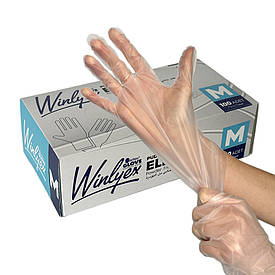 Прозорі одноразові рукавички Winlex, M, 100 шт, TPE, Reflex