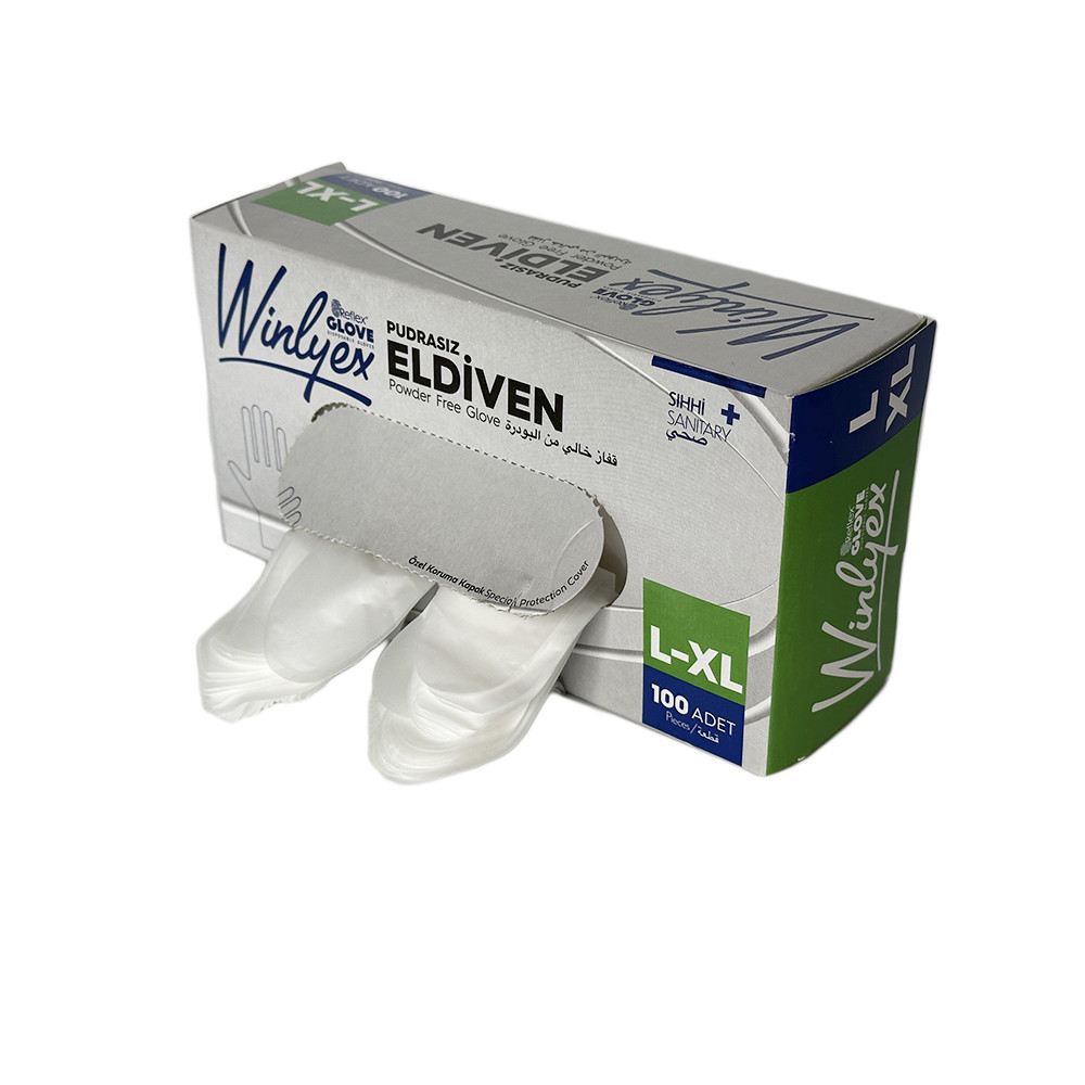 Прозорі одноразові рукавички Winlyex, L/XL, 100 шт, TPE, Reflex