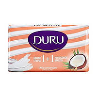 Мыло Duru 1+1 белая глина и масло кокоса, 80 г