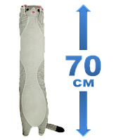 Мягкая плюшевая игрушка подушка обнимашка антистресс Длинный Кот Батон 70 см серый