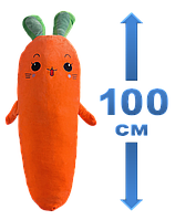 Плюшевая мягкая игрушка подушка батон Морковка морковь с ушками 100 см с язычком