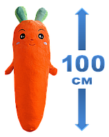 Плюшевая мягкая игрушка подушка батон Морковка морковь с ушками 100 см смайл