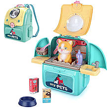 Ігровий набір "Грумінг/ветеринарний салон" в рюкзаку з твариною (котик) арт. 008-967-2