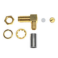 Роз'єм SMA Female (мама) кутовий на кабель RG58 RG142 RG223 LMR 195 LMR200 SYV50-3 3D-FB конектор під обтиск крімпер, фото 5