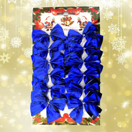Новорічний декор Бантики (пач. 12шт) синий