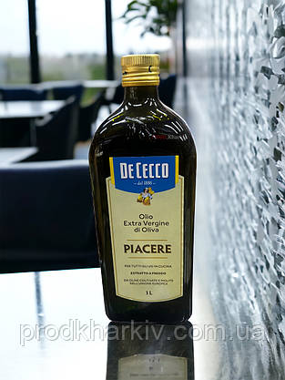 Оливкова олія DE CECCO PIACERE Olio Extra Vergine di Oliva 1 літр (скло), фото 2