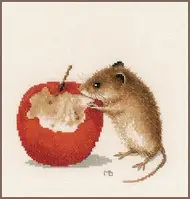 Набор для вышивки крестом LanArte Мышка с яблоком