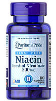 Ниацин, Niacin Flush Free, Puritan's Pride, 500 мг, 100 капсул