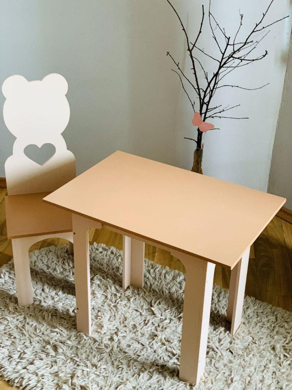 Набір дитячий стіл парта та стілець, комплект столик і стільчик Ведмежатко, 1,5-7 років, МДФ