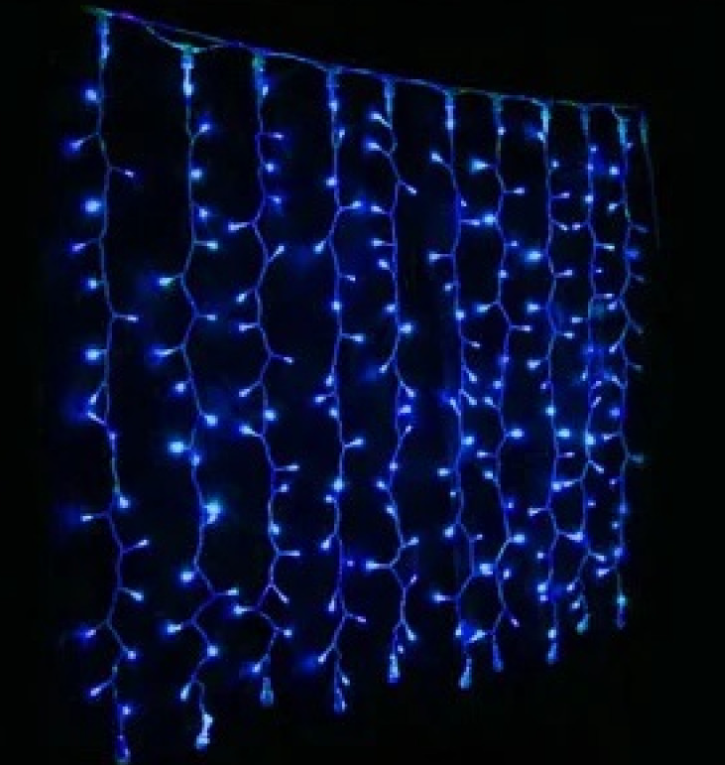 Гірлянда RD-7092 Штора вулиця 120LED (Ø 3,3) 4х1м (контр.220V) Провід-Білий, Колір ламп-Синій