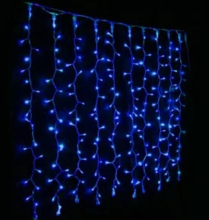 Гірлянда RD-7092 Штора вулиця 120LED (Ø 3,3) 4х1м (контр.220V) Провід-Білий, Колір ламп-Синій, фото 1