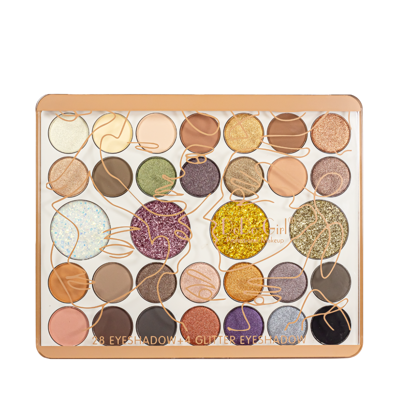 Палетка тіней для повік на 32 кольори DoDo Girl Eyeshadow Palette D3215 B Рожево-бежевий Сливовий Золотистий, фото 1