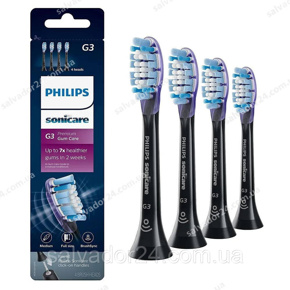 Змінні насадки 4 шт. для зубних щіток Philips Sonicare InterCare HX9054/95 чорні без датчиків
