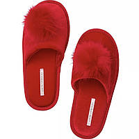 Тапочки Victoria s Secret Velour Pom Pom Red Slippers