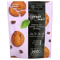 Sweetwell, Кето-печенье, с коллагеном, кусочки шоколада, 90 г (3,2 унции) Днепр