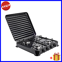 Газова побутова настільна плита для балонного газу Rainberg RB-2227, Кухонна плита чотирьох конфоркова