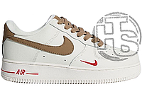 Женские кроссовки Nike Air Force 1 Low 07 Essential Mocco White Brown (с мехом) ALL13815