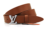 Ремінь жіночий LOUIS VUITTON рудий шкіряний 30 мм, фото 4