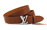 Ремінь жіночий LOUIS VUITTON рудий шкіряний 30 мм, фото 3