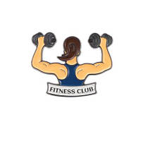 "Девушка с гантелями Фитнес клуб/ Fitness club" значок (пин) металлический