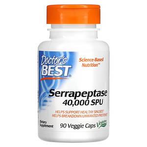 Серрапептаза, протеолітичний фермент Doctor's Best Serrapeptase 40,000 SPUs 90 капс.