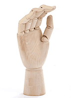 Деревянный подвижный манекен кисти руки 7" - 18 см