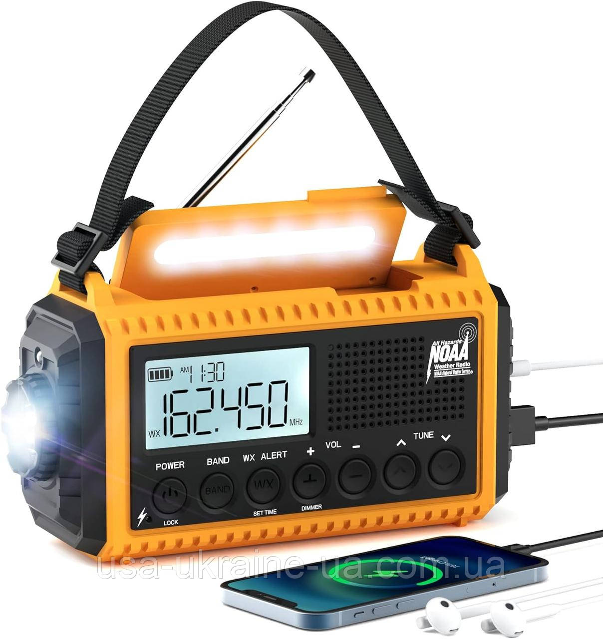 Портативное аварийное радио AM/FM/SW с солнечной батареей и зарядной станцией - фото 4 - id-p2001377480