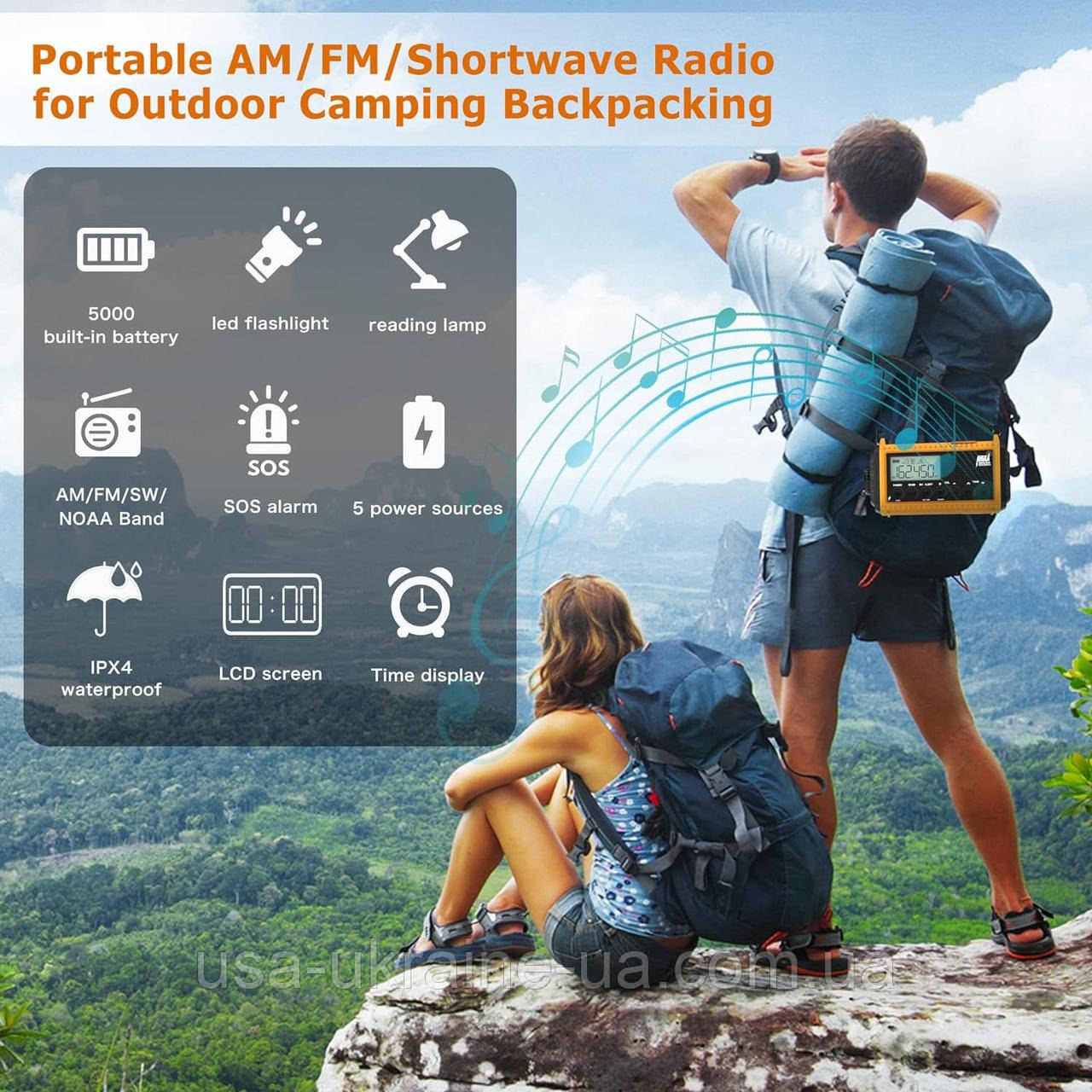 Портативное аварийное радио AM/FM/SW с солнечной батареей и зарядной станцией - фото 8 - id-p2001377480
