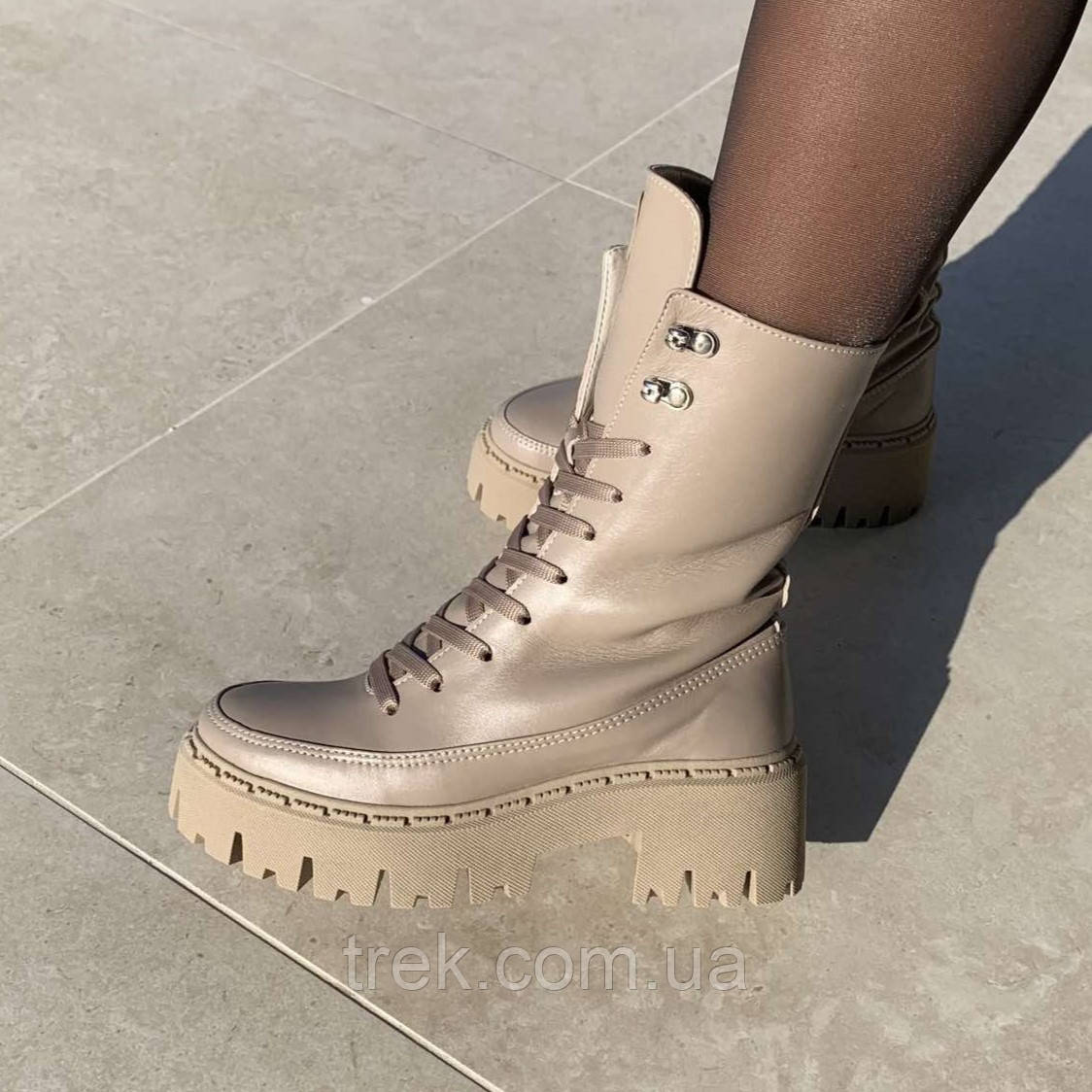 Черевики жіночі зимові шкіряні бежеві /23227/ 36р, фото 1