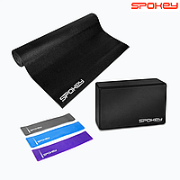 Набор для йоги и фитнеса Spokey Mantra 3 Set коврик для йоги и фитнеса, блок, набор резинок эспандеров