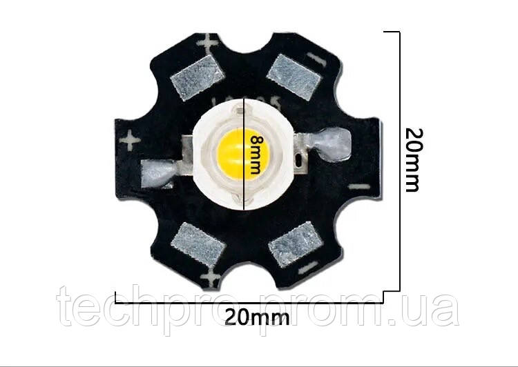 Сверхяркий светодиод на подложке led 1w 3.2-3.4v 4000K - фото 4 - id-p2001381374