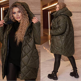 Жіноча довга зимова куртка на синтепоні Розміри: 52, 54, 56, 58