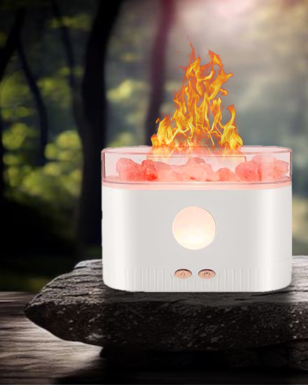 Соляна мінеральна лампа SALT LAMP WITH ROCKS Нічник зволожувач для ароматерапії з імітацією полум'я