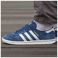 Чоловічі кросівки Adidas Hamburg Blue White, сині замшеві кросівки адідас гамбург