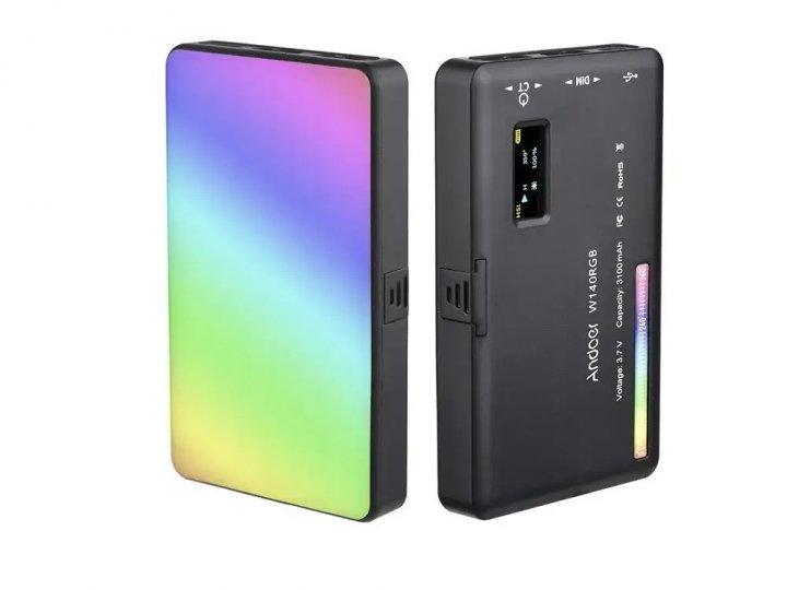 Andoer W140 RGB LED світло лампа для відеозйомки CRI95 2500K-9000K, фото 1