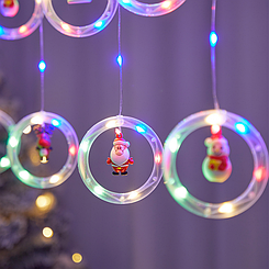 Новорічна світлодіодна гірлянда штора Кільця з фігурками 3м USB M