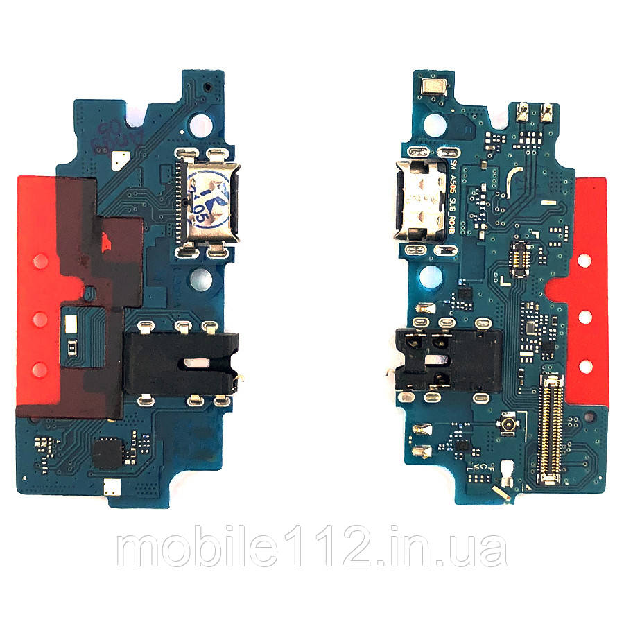 Шлейф Samsung Galaxy A50 2019 A505F з роз'ємом зарядки, навушників та мікрофоном (з мікросхемою) - нижня плата, фото 1