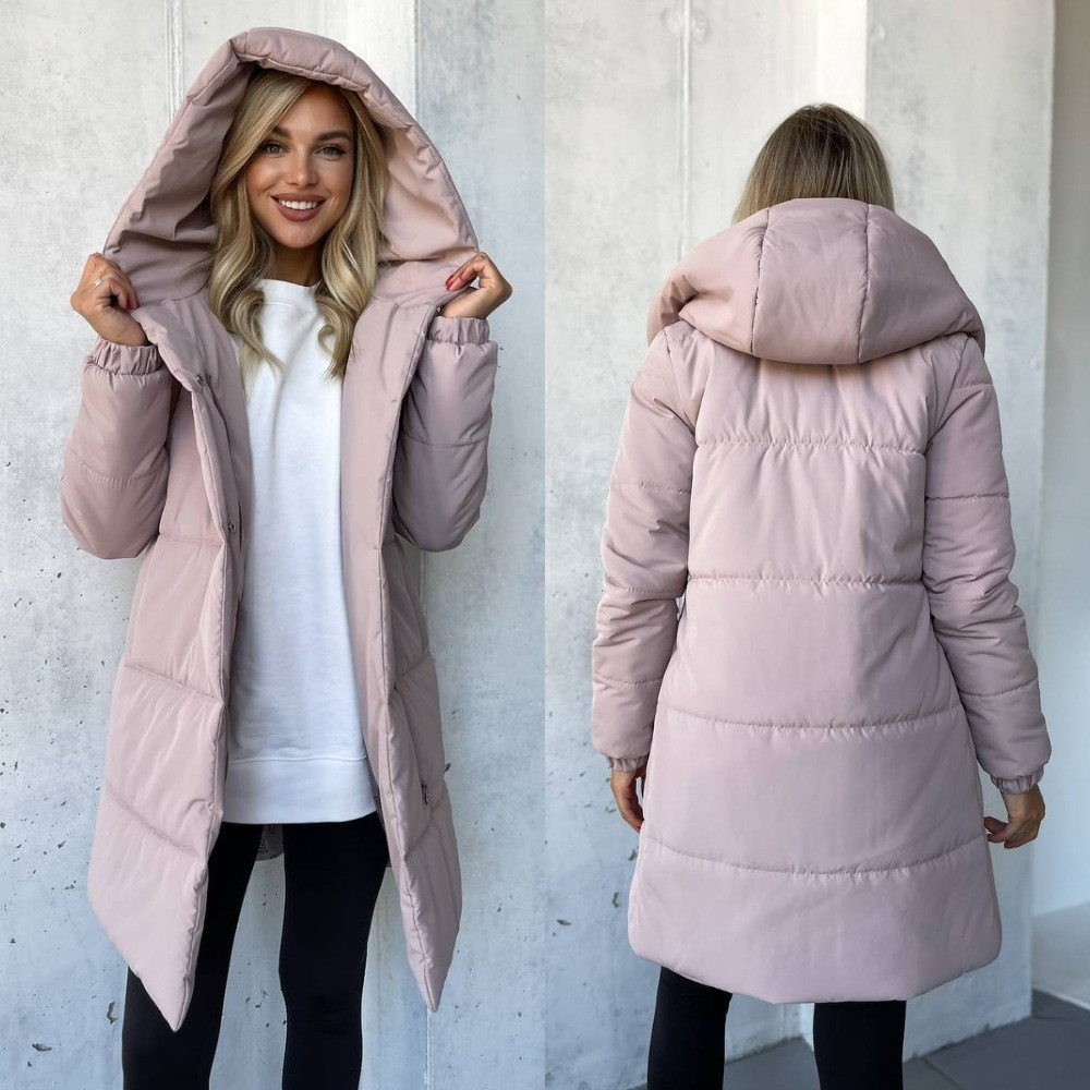 Жіноча довга куртка з капюшоном, Розміри: 42, 44, 46, 48, фото 1