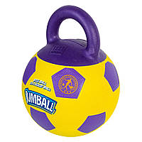 Игрушка для собак - мяч футбольный с ручкой GiGwi Jumball (резиновый, диаметр 26 см)