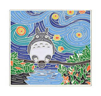 "Картина Ван Гога з Тоторо (Мій сусід Тоторо / My neighbor Totoro)" значок (пін) металевий