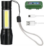 Фонарь аккумуляторный USB BL-8424-XPE+COB (ZOOM) пластик