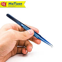 Пінцет титановий MaYuan MY-18 надточний, антимагнітний, прецизійний, вигнутий, фото 3