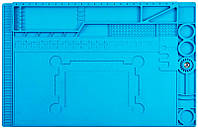 Теплоизоляционный силиконовый коврик TE-505 для ремонта смартфонов, ноутбуков, техники / 450x300 мм Blue