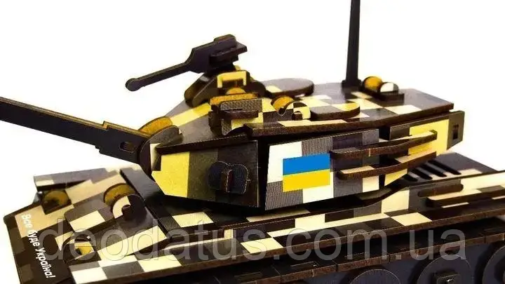 Деревянный конструктор Военный Танк 162 детали 3D конструктор 162-0074 PuzzleOK - фото 4 - id-p1689297104