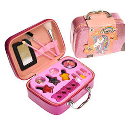 Набір косметики у  валізі, косметичка рожеве золото  20*7,5*14см